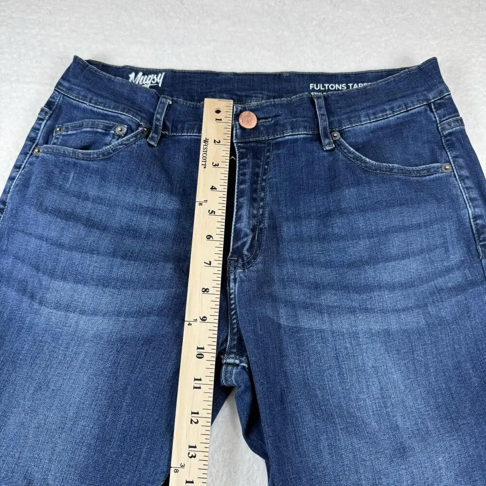 Mugsy Jeans Mens Size 33x32 Blue Fultons Tapered Slim Fit Stretch Denim Casual